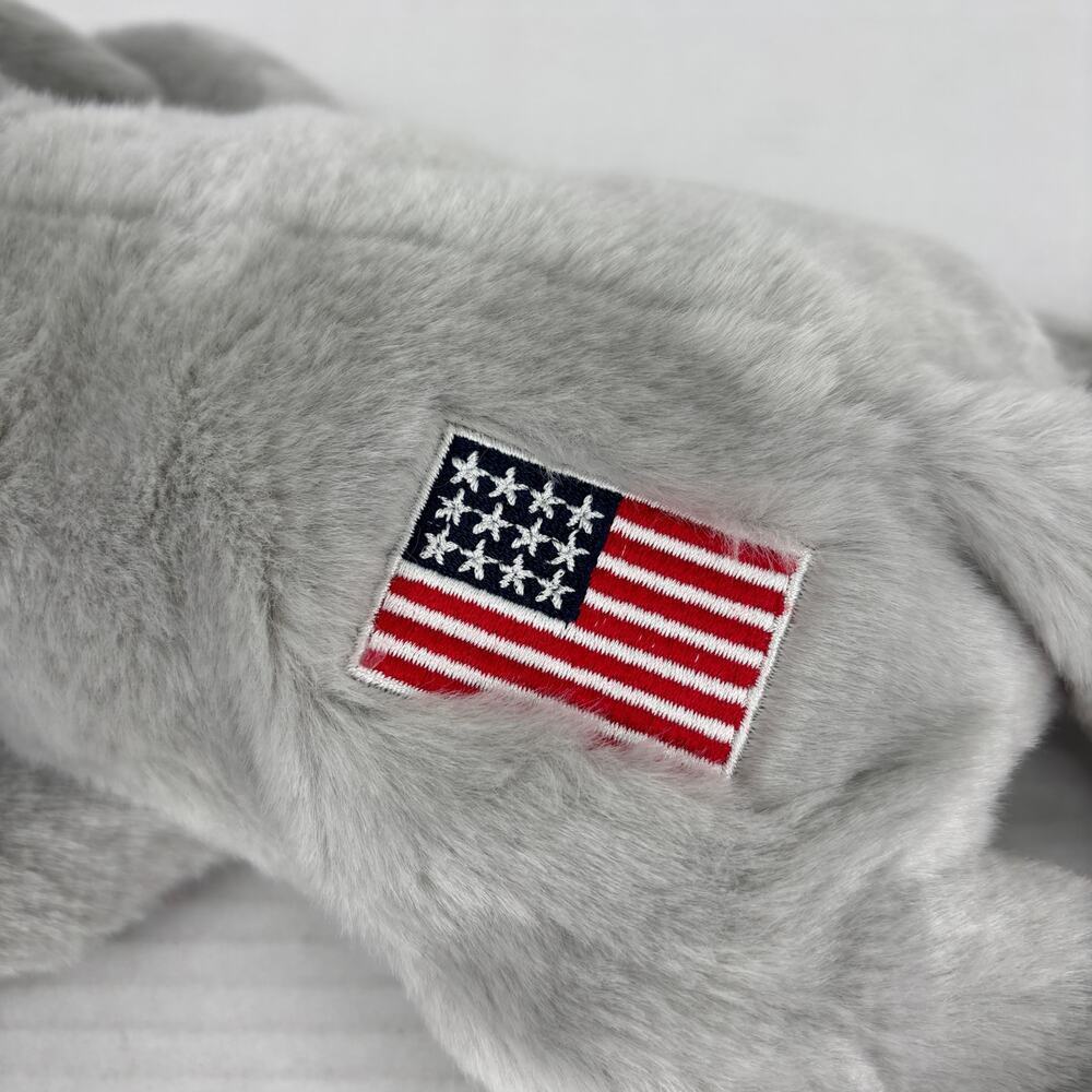 Ty‎ Beanie Buddies Righty Gray Elephant Plush American Flag Vintage 2000 14 Inch - Picture 6 of 11